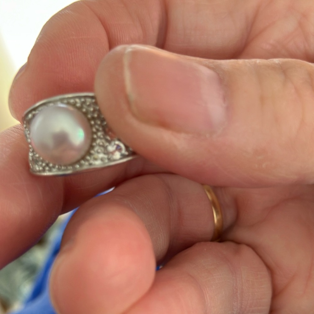 Elegant Silver Pearl Ring Sterling silver